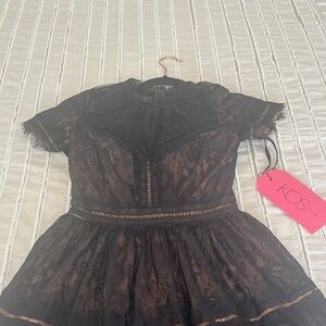 KOS Black Lace Fit & Flare Dress